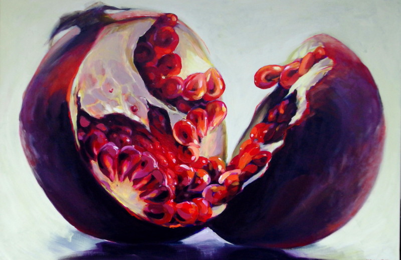 Oversize Pomegranate paintings for modern living by artist Kamille Saabre