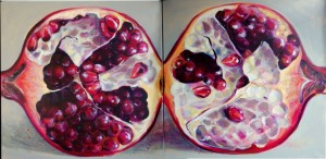 pomegranate paintings, fruit paintings