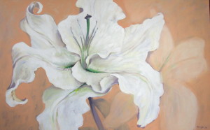lillemaalid, painted lily, white lily painting