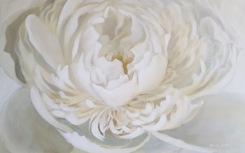 Kamille Saabre white peony painting, Painted White Peony, pojengide maalid, lillemaalid